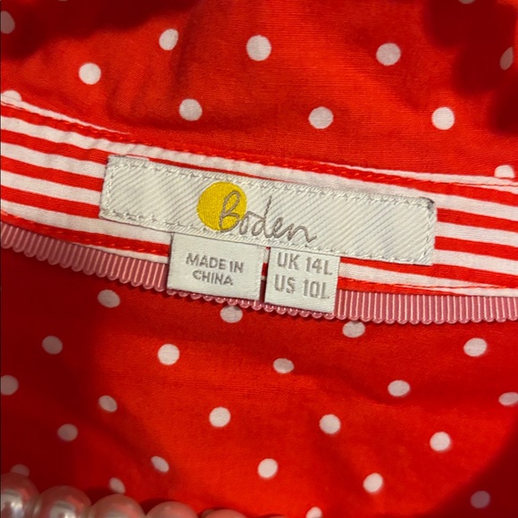 Boden Posy Shirt Dress Red and White Polka Dot size 10L - Picture 7 of 9